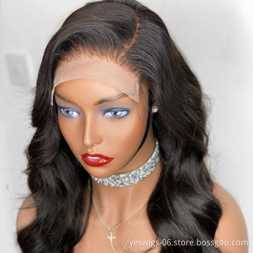 Wholesale Popular Good Quality Malaysian Body Wave Human Hair Wigs Lace Closure Wig 4x4 Cuticle Aligned Remy Hair Natural Color
